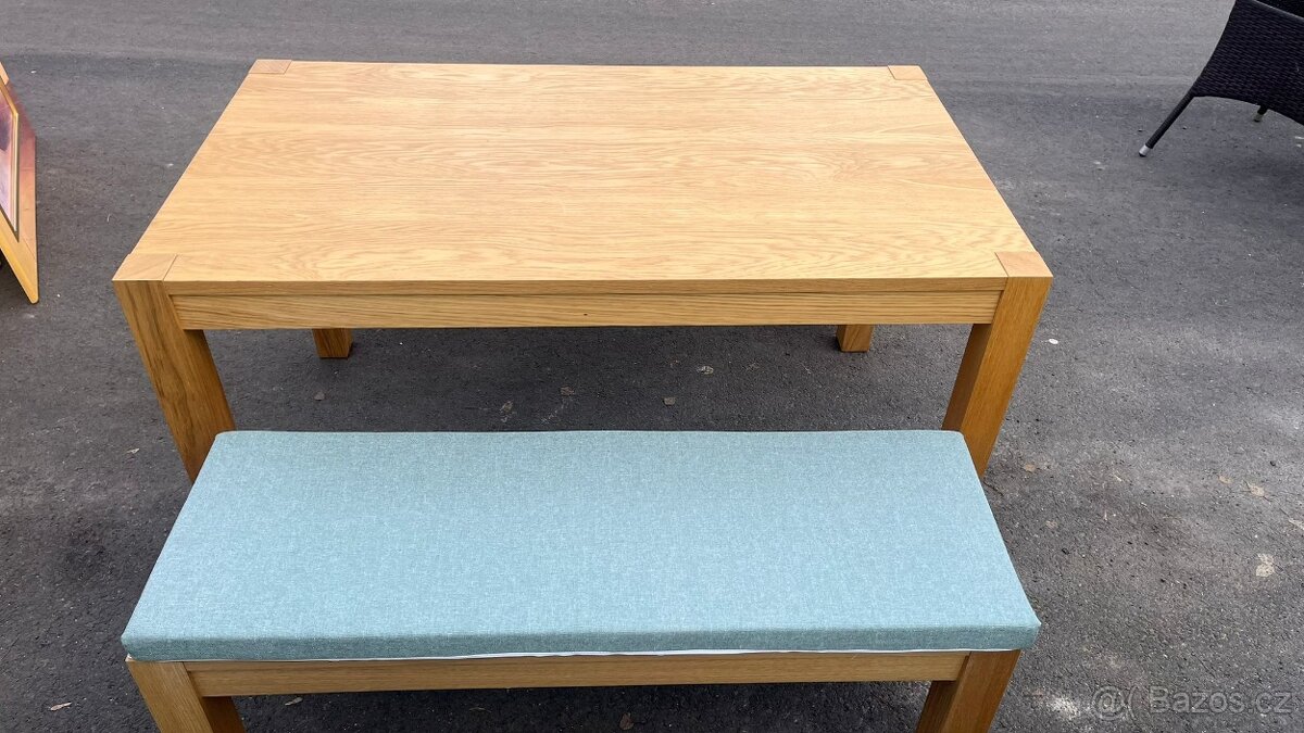Masivní stůl + 2 lavice + polstrování...IKEA - 3
