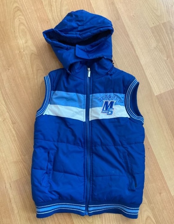 Dětská modrá zateplená vesta s kapucí - 3