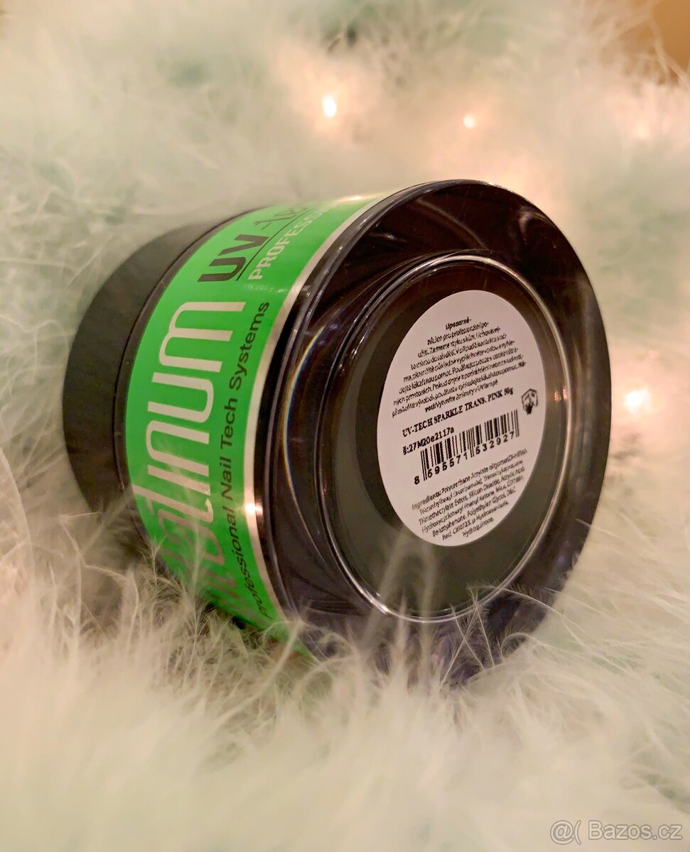 UV-LED Modelážní gel PLATINUM SPARKLE Transparent Pink 50g - 3