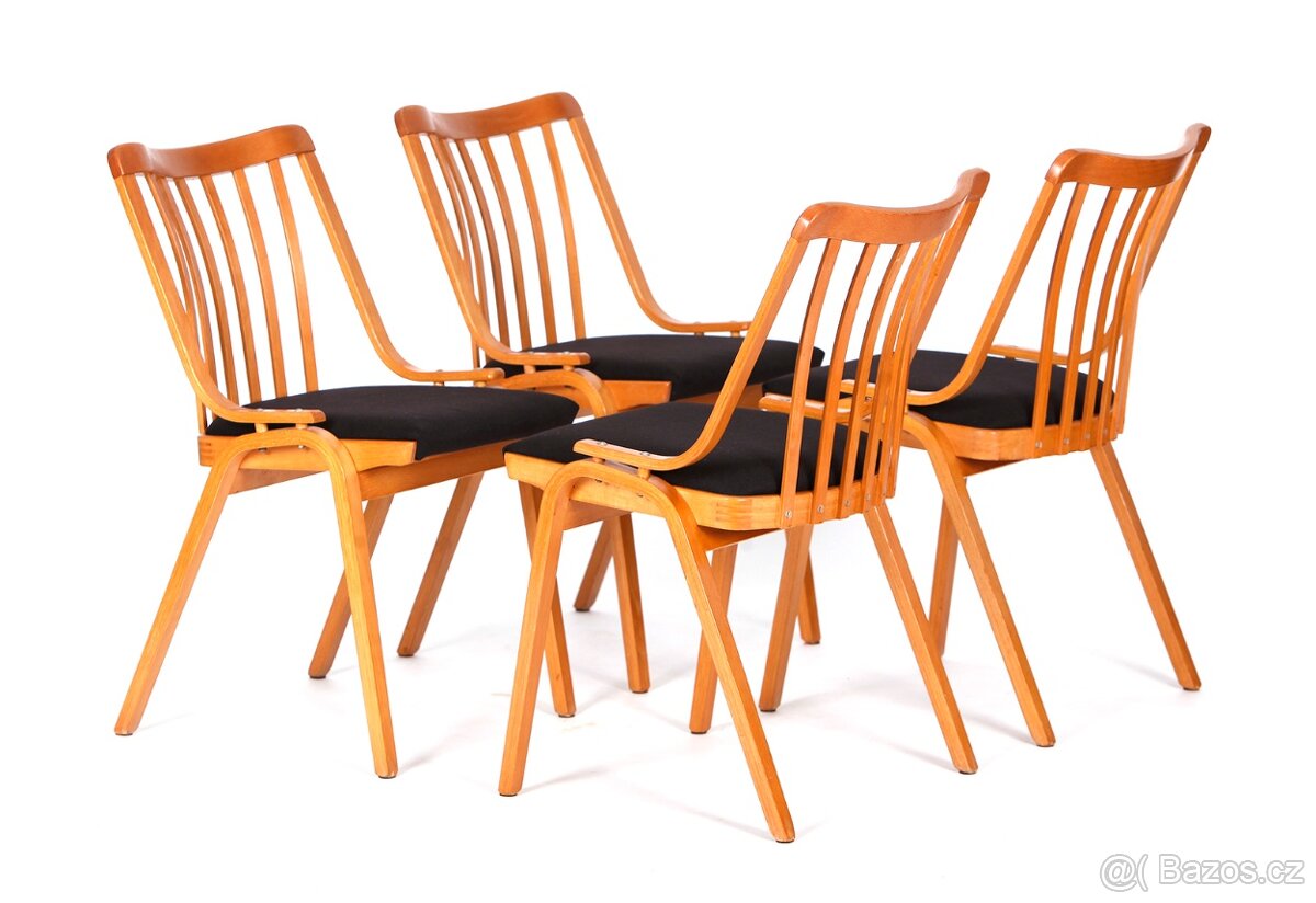 Jídelní židle TON Holešov, nové čalounění, 4 kusy. - 3