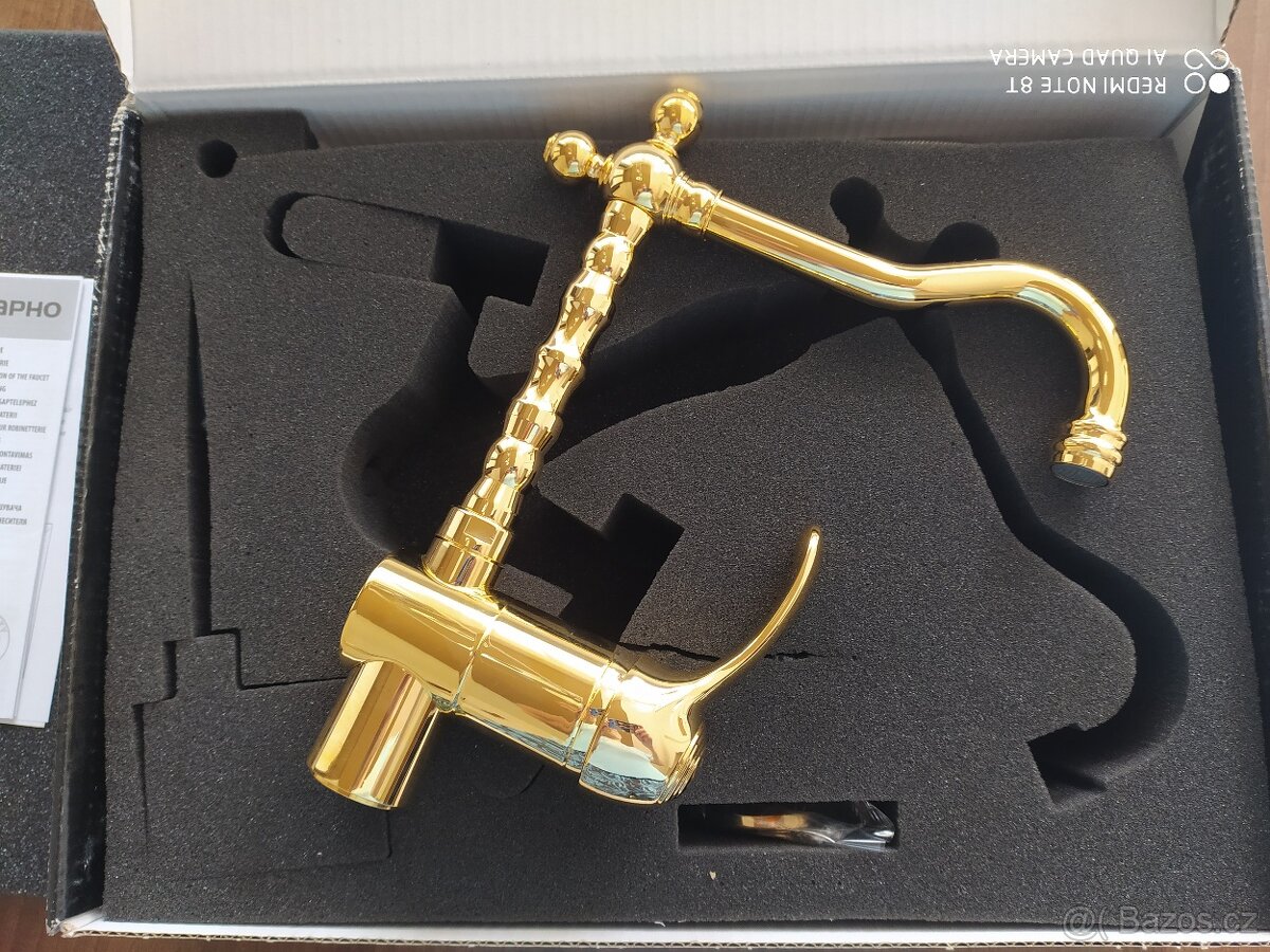 KIRKÉ stojánková dřezová baterie, zlato - 3