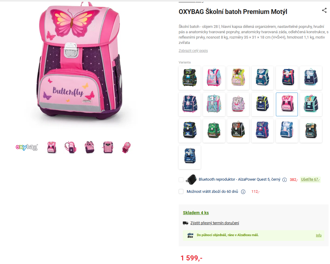 NOVÝ Školní batoh OXYBAG Premium Motýl - 3