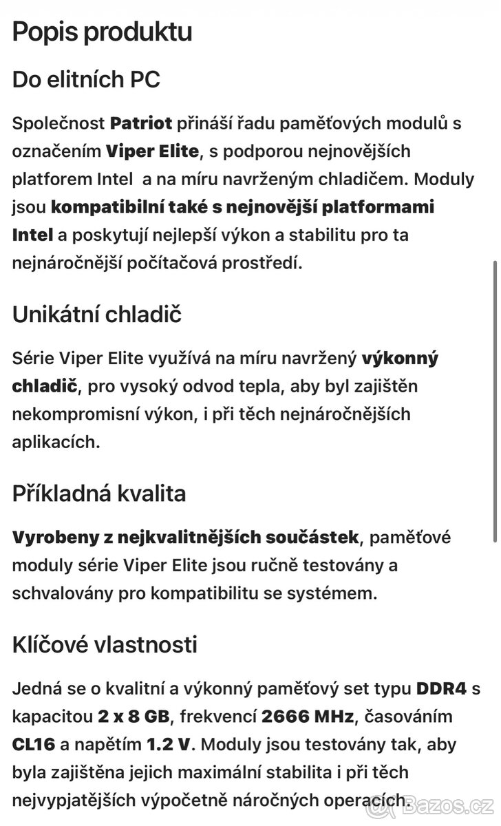 Prodám ram DDR4 16gb (2x8) - 3