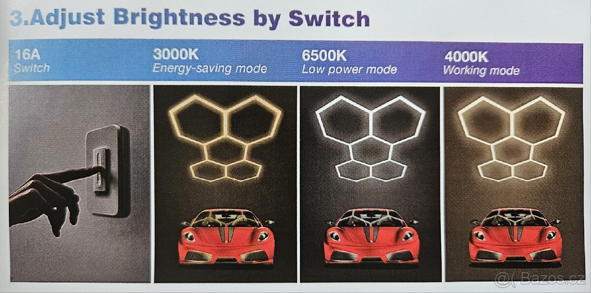 Hexagon LED světlo, 5 ks, volitelná teplota světla - 3