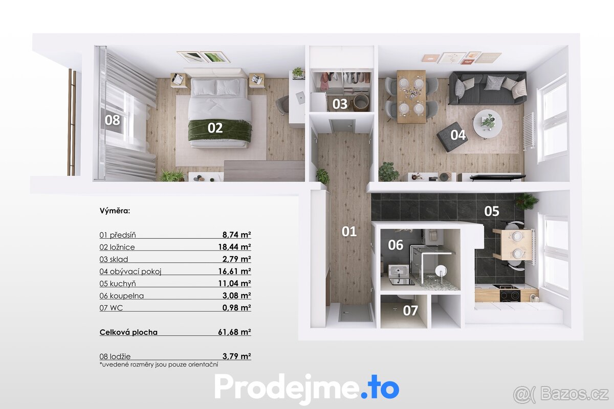 Prodej bytu 2+1, 66,3 m2, Brno - Stará Osada, ev.č. 100145 - 3