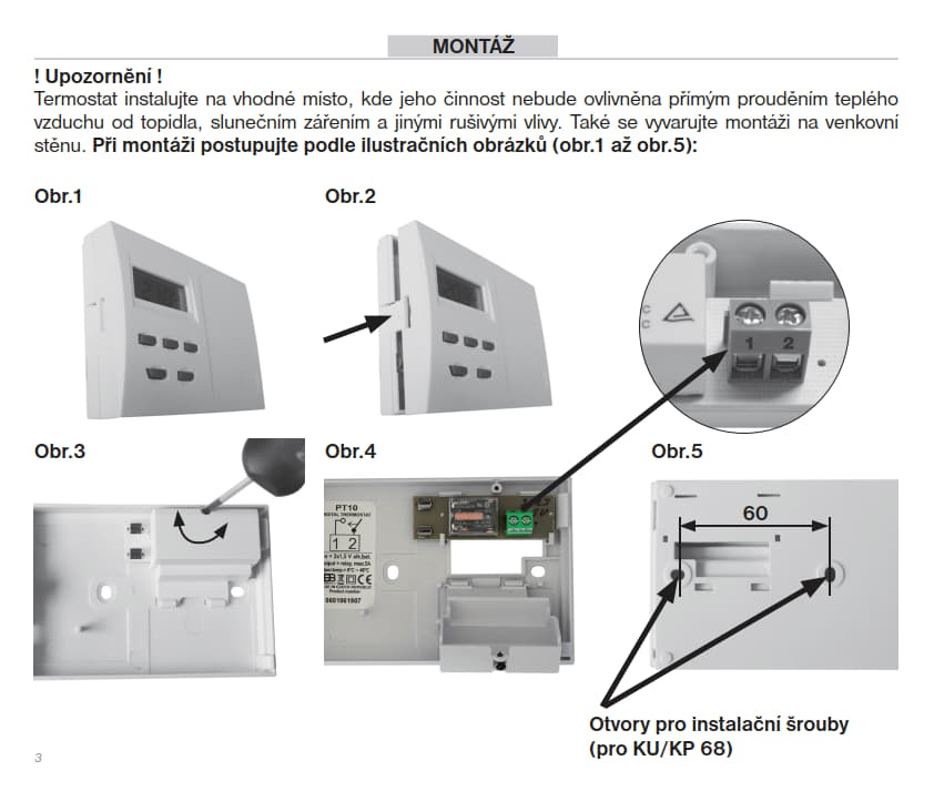 prostorový termostat PT10 - 3