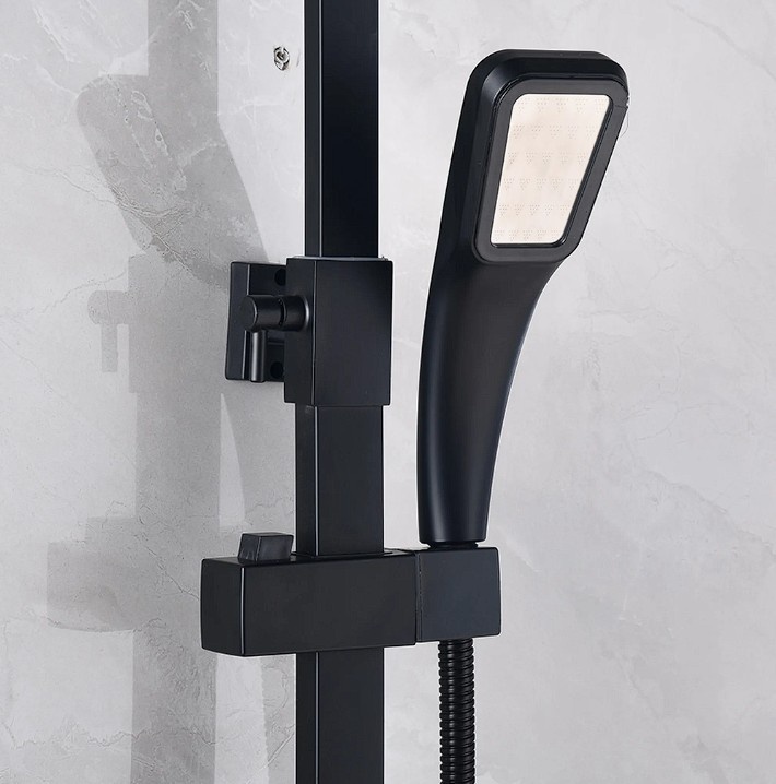 Moderní černá sprchová sada – čtvercový design - 3