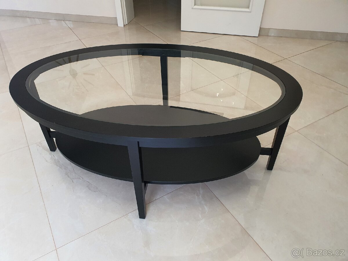 Konferenční stůl / stolek oválný a skleněný - 3