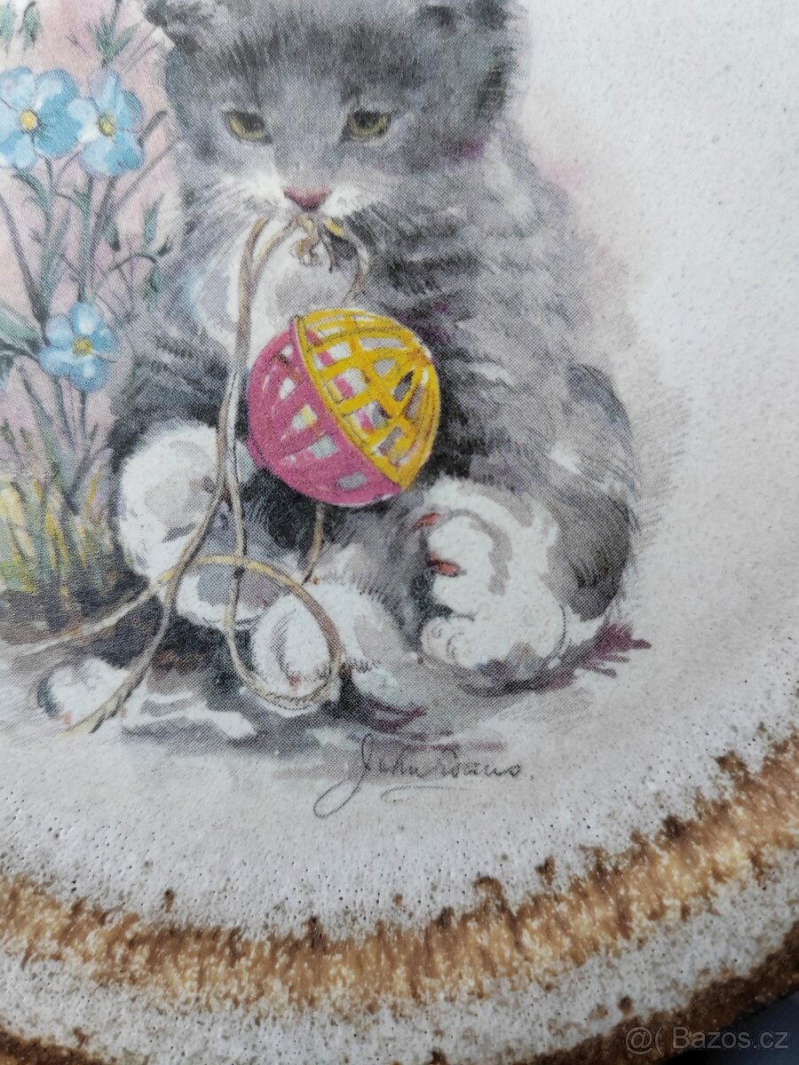 Nádherná sada dekorativních keramických talířů "Koťata" - 3