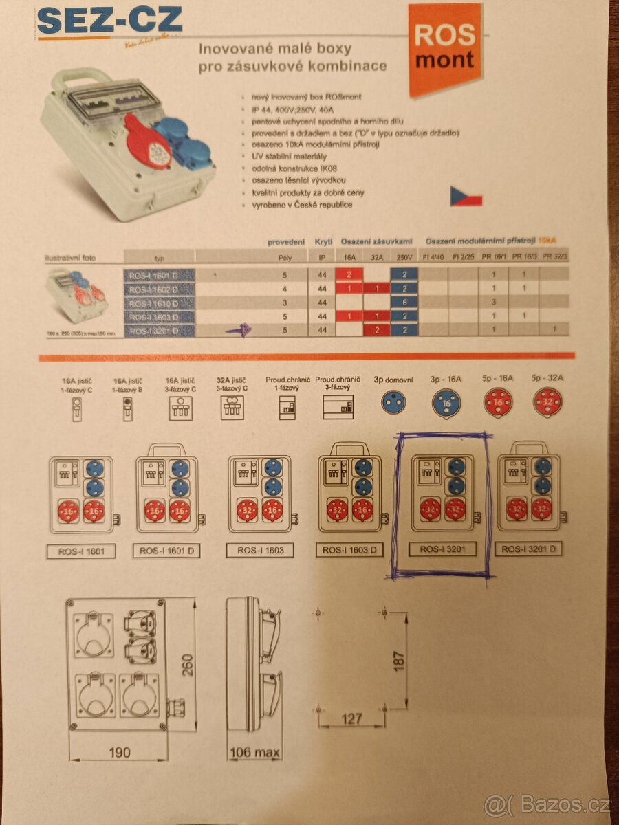 Stavební rozvaděč ROS-I 3201 - 3