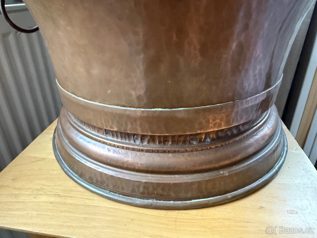 Starožitná měděná nádoba, hrnec - 3