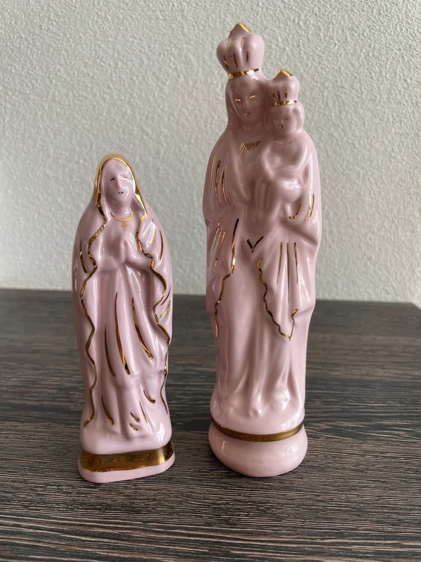 Sběratelská soška růžový porcelán Marie Lurdská - 3