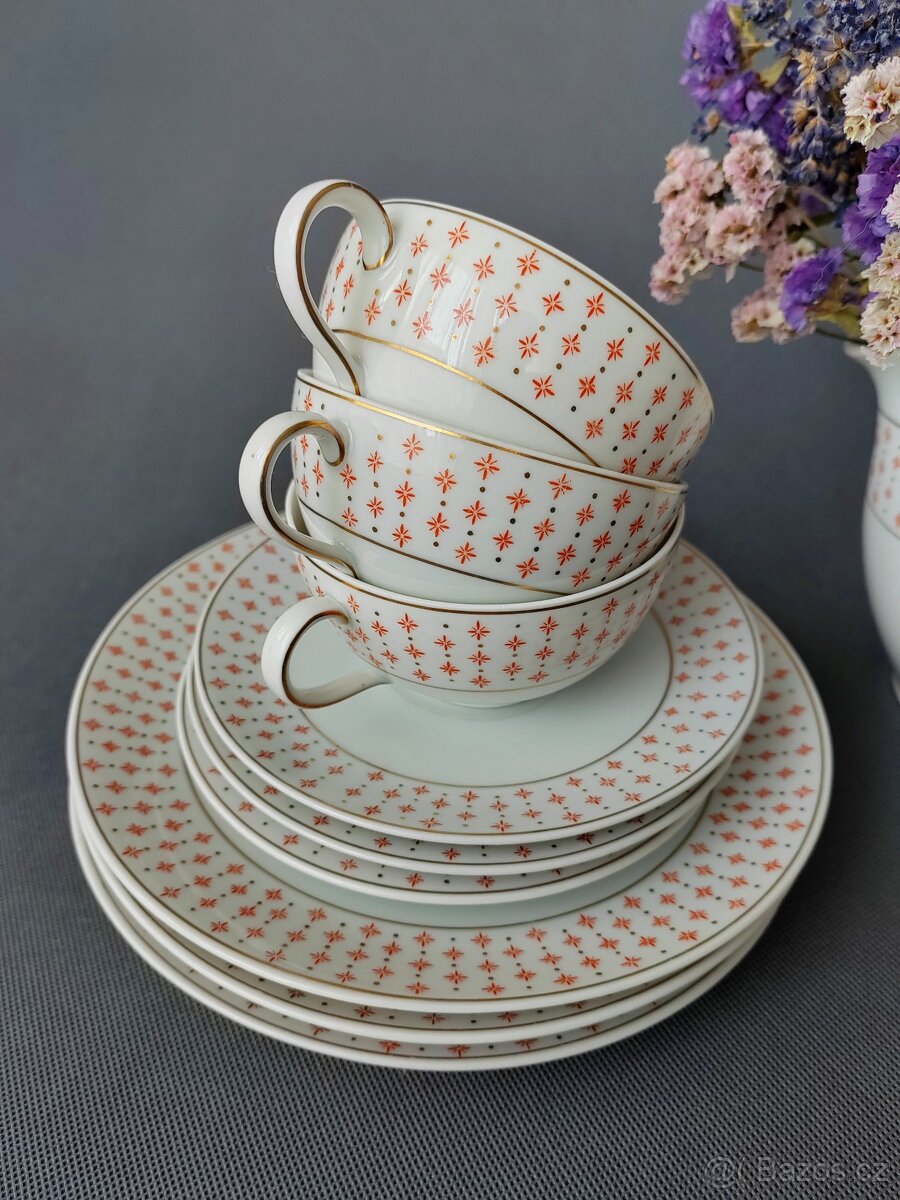 Krásná starožitná porcelánova sada Kaestner Saxonia 1929-37 - 3