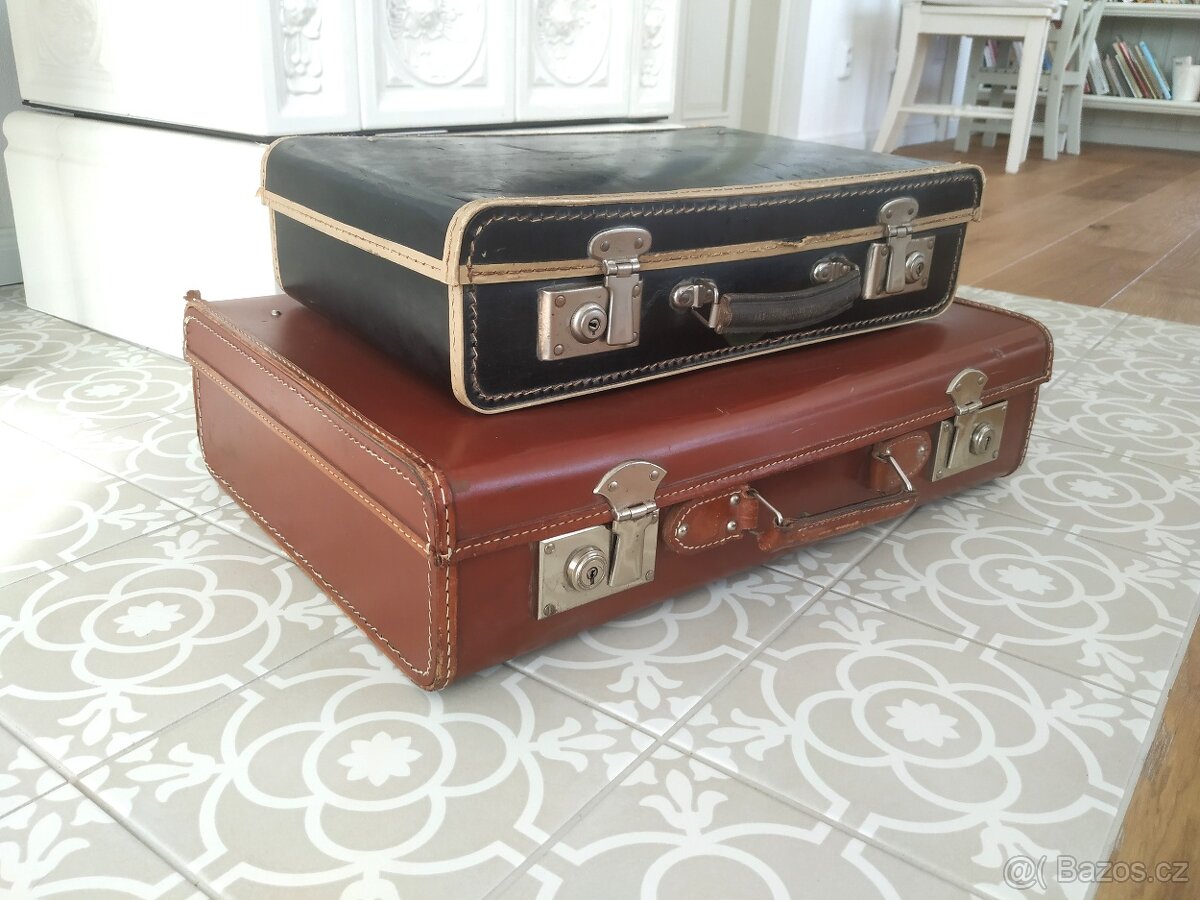 Starý retro kufr koženka Kazeto hnědý - 3