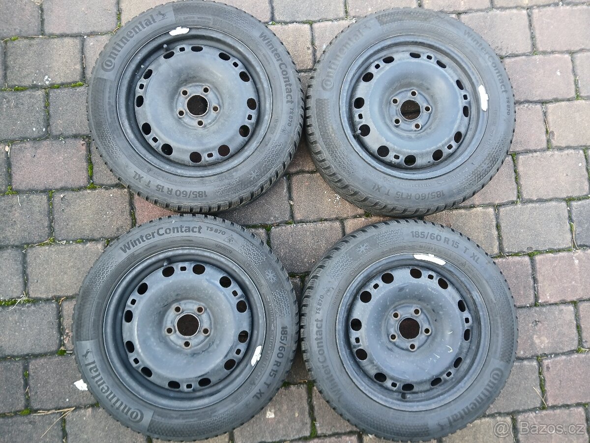 Plechová kola,sada,5x100,ET38,CONTINENTAL,185/60 R15,9/7,5mm - 3