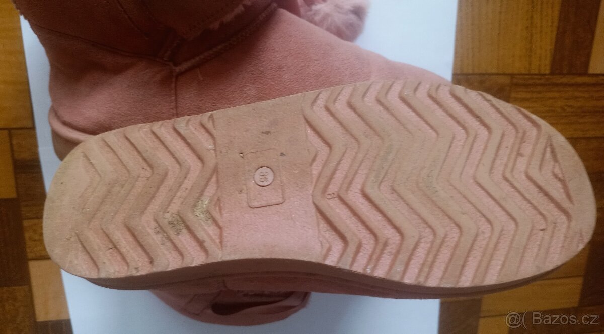 Zimní boty 36 dámské růžové s bambulkou - 3