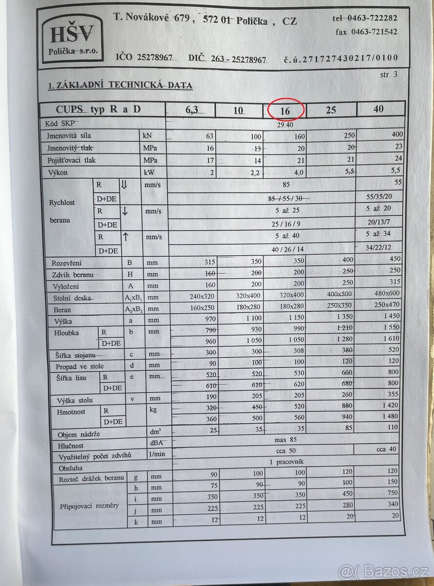 Lis hydraulický CUPS 16 DE - 3