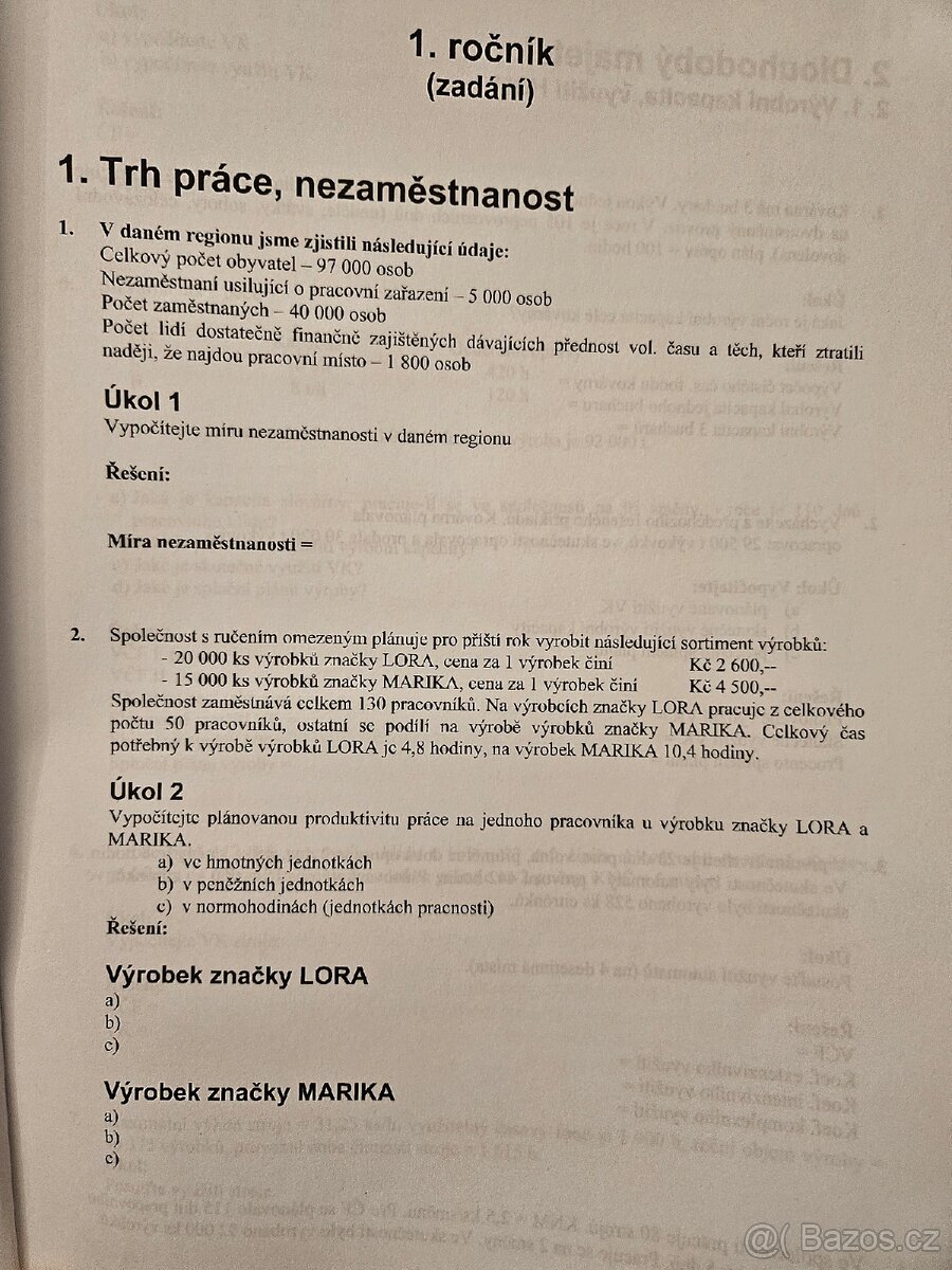 Sbírka příkladů z ekonomiky (Zadání a řešení) - 3