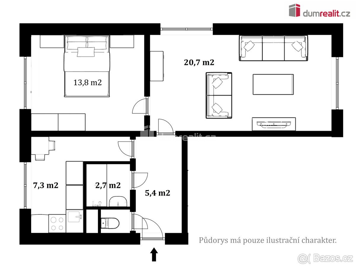 Prodej, byt, OV, 2+1, 52 m2, Omlenická, Kaplice - 3