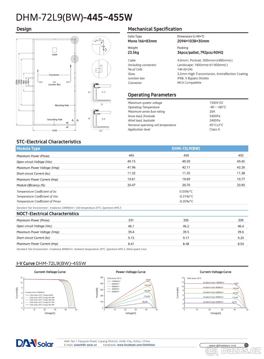 FVE panely DAH DHM - 72L9(BW) - 455W - 3