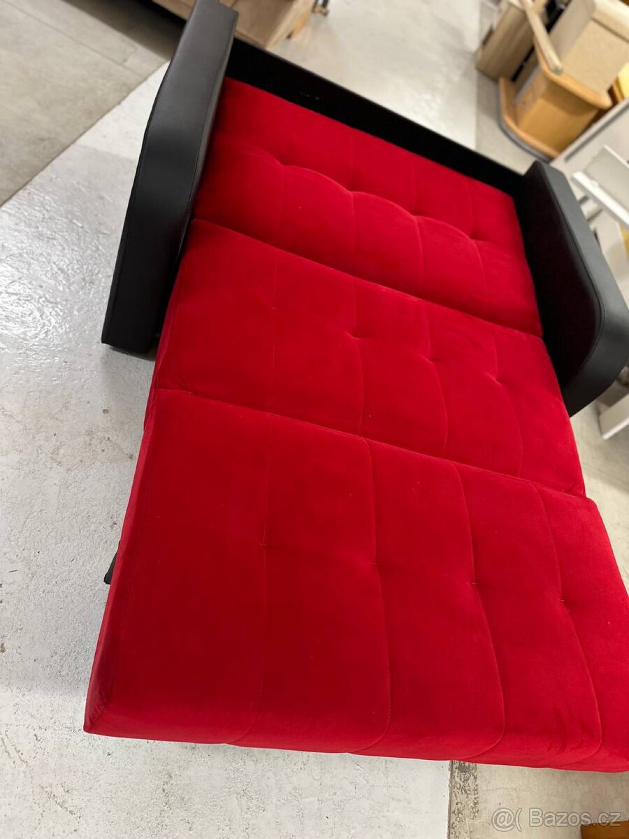 Rozkládací pohovka červeno-černá - 3