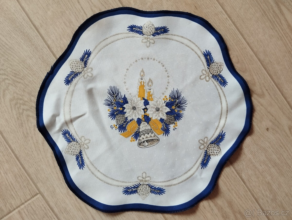 Vánoční ubrusy a dečky modro/žluté - 3