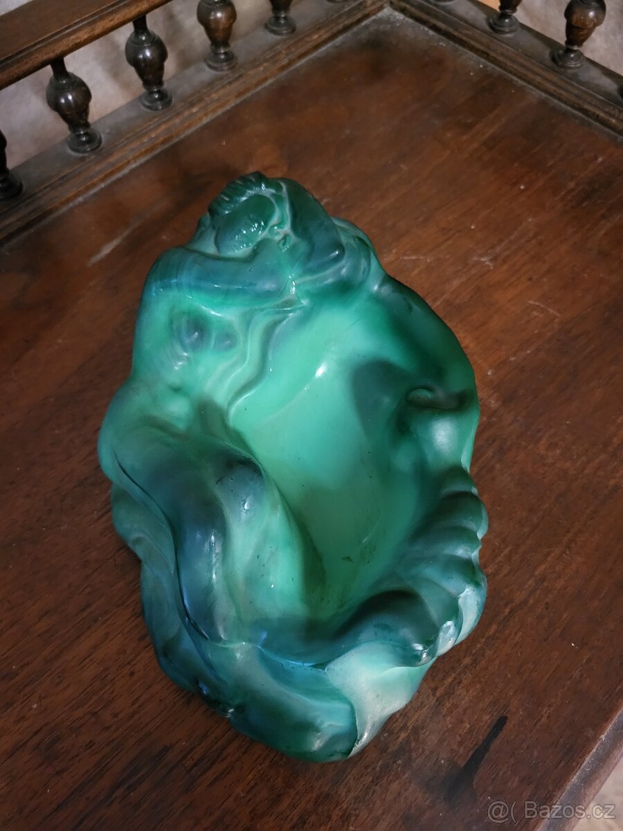 Art - Deco Miska - Malachitové sklo 1930 - 3