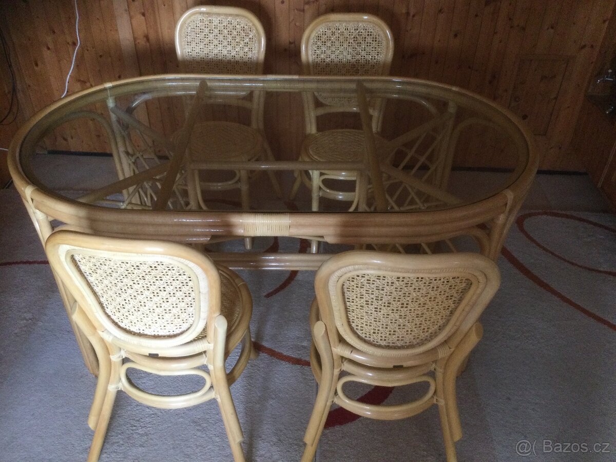 Ratanový kuchyňský stůl + 4 židle - 3