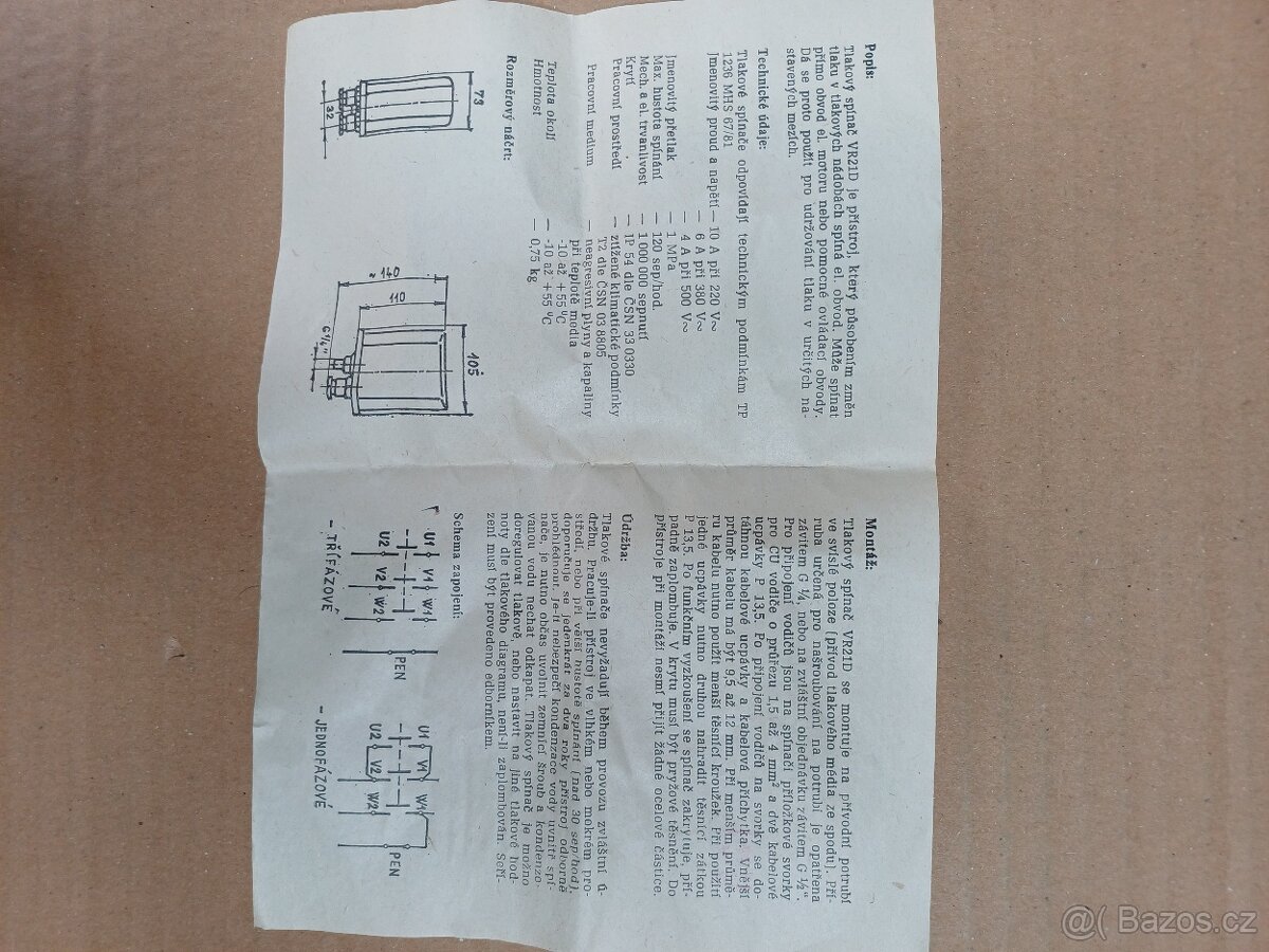 TLAKOVÝ SPÍNAČ FUNGL NOVÝ VR 21D - 3