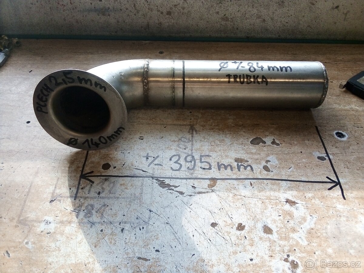 Nerezové INOX koleno s přírubou, Průměr 84mm, plech 2,5mm - 3