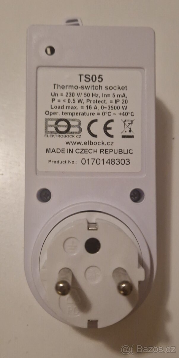Termostatická spínací zásuvka 230V/3500 W - 3