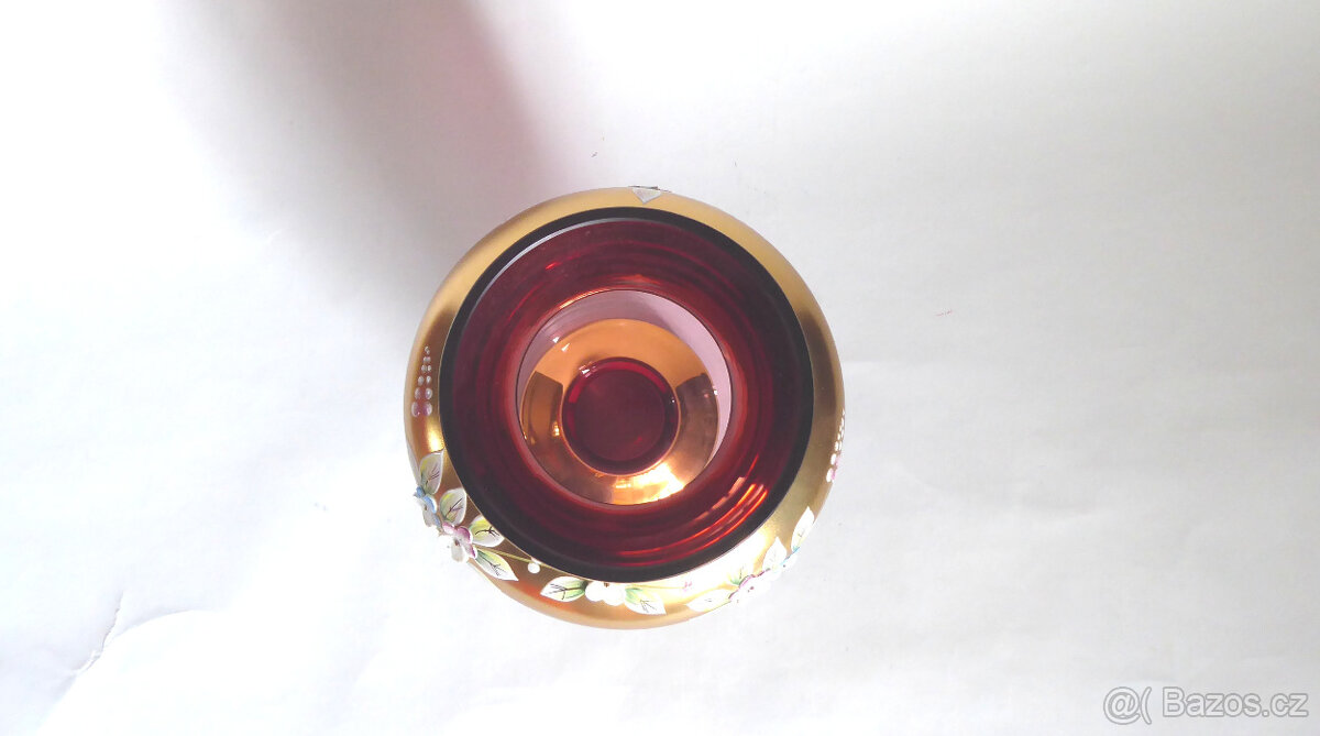 A427_ Váza, novoborské sklo, smalt, retro, cca 1969 - 3