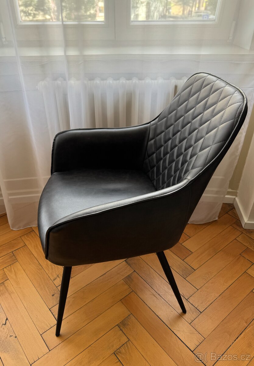 Černé židle, koženka - 2 ks - 3