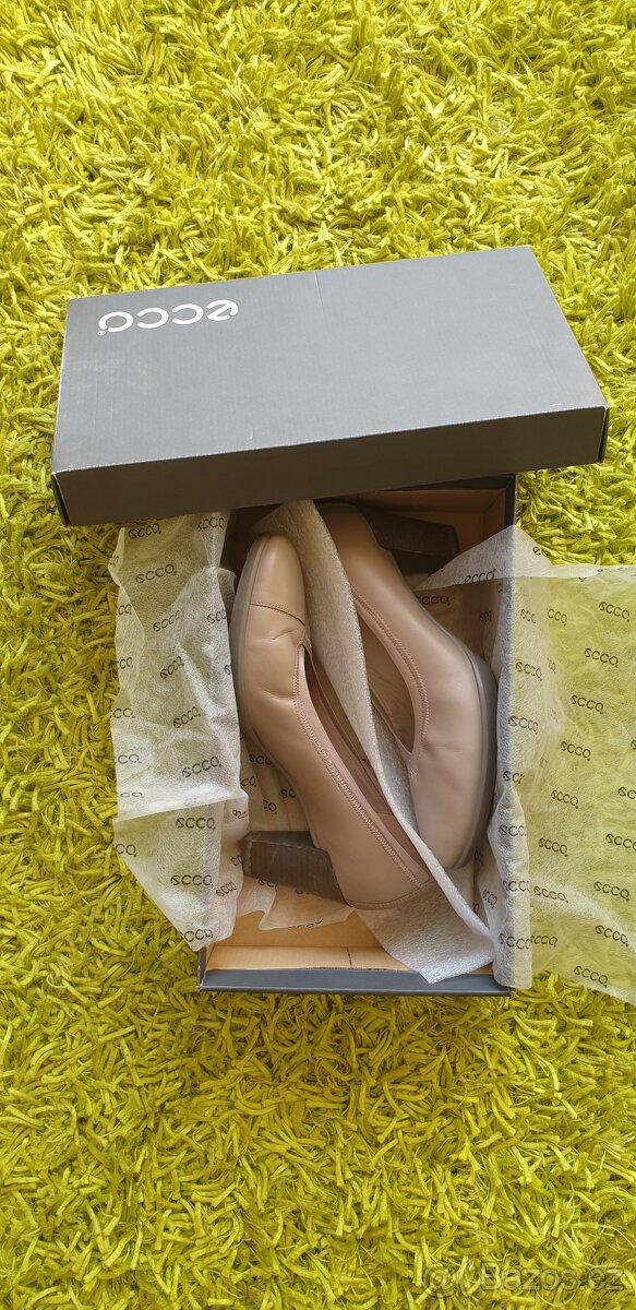 Lodičky ECCO s vysokým podpatkem a lemováním - šedohnědé - 3