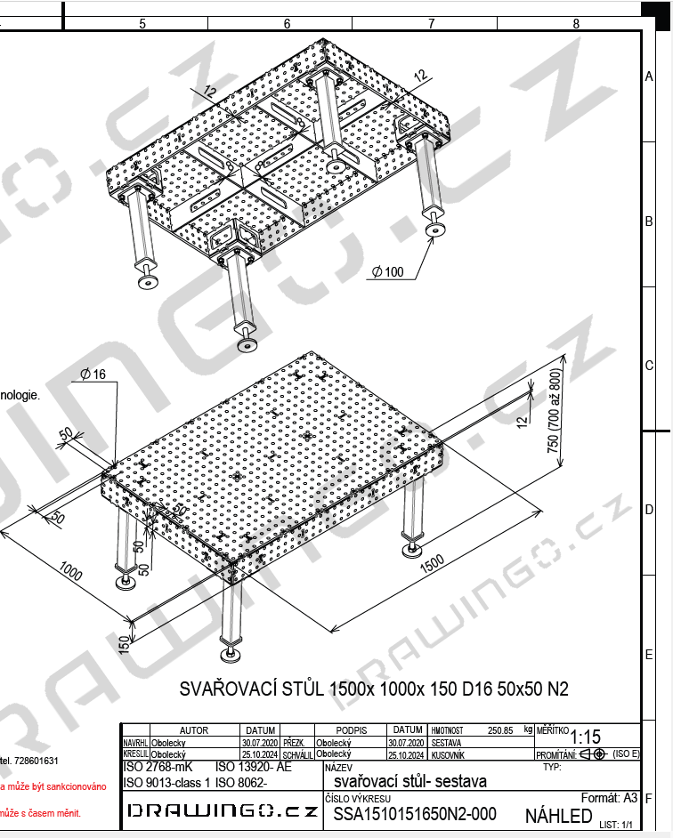Svařovací stůl - výrobní dokumentace - 3