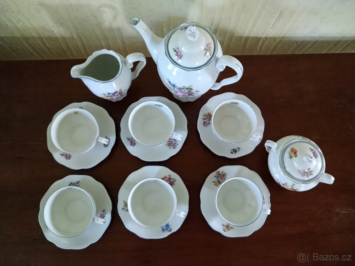 Staré hrnky, konvice, talířky, krásně zdobené - 3