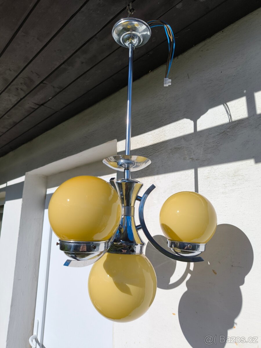 Starožitný Art Deco chromový lustr - 20-30. léta - 3