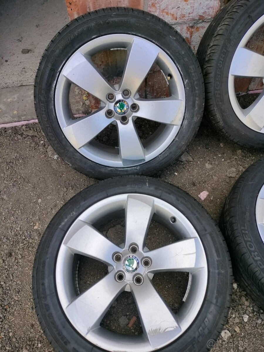 ☀️4ks alu disky orig. Škoda 5x100 R17 pneu 225/45 r17 - 3