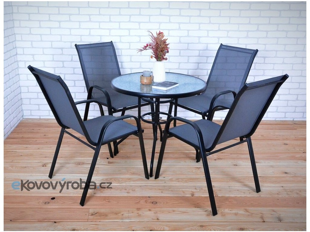 Zahradní křeslo SOFIE kovové - šedá textilie - 3