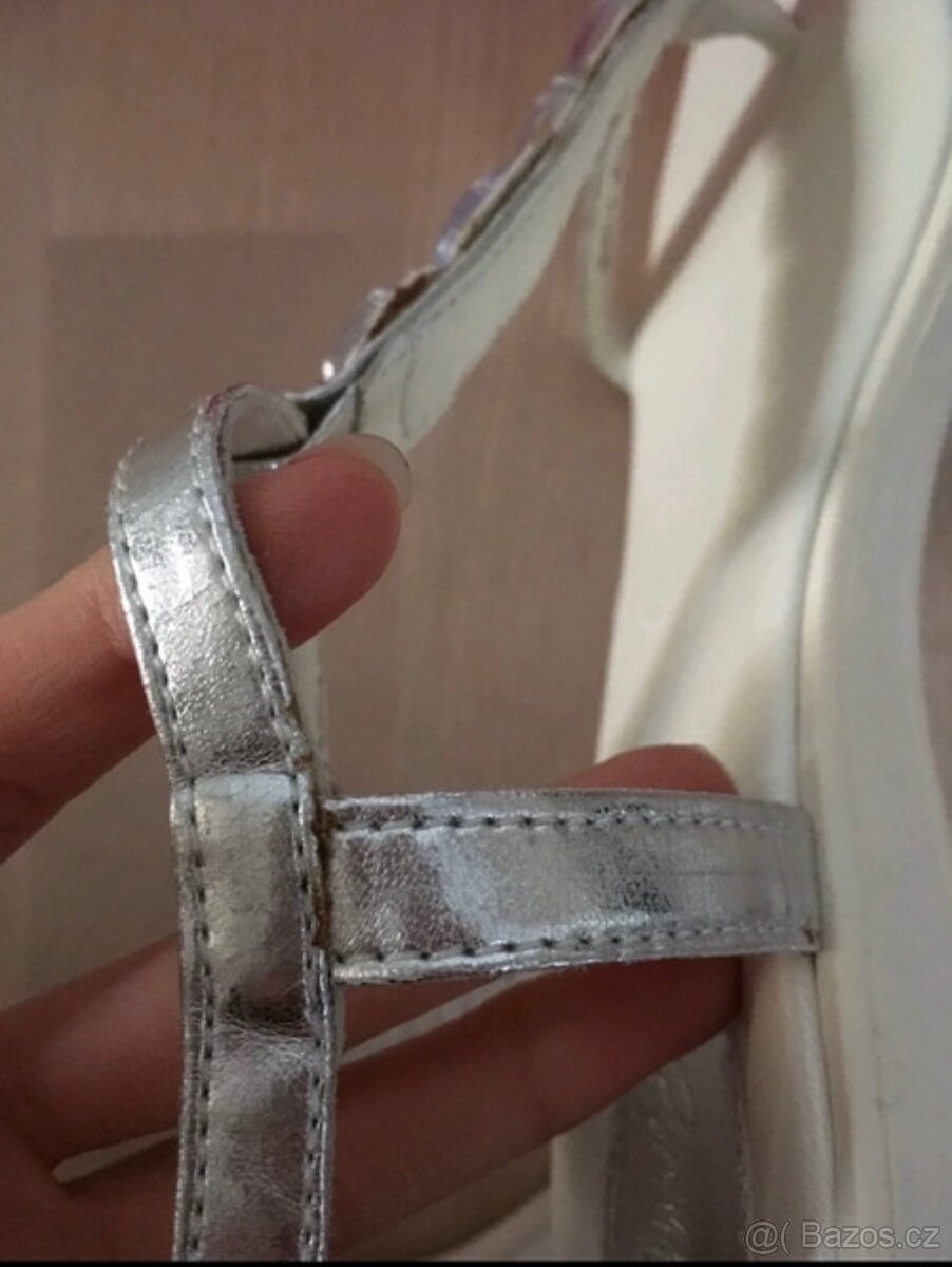 Bílé , stříbrné sandály s kamínky Miss Sixty, vel.36 - 3