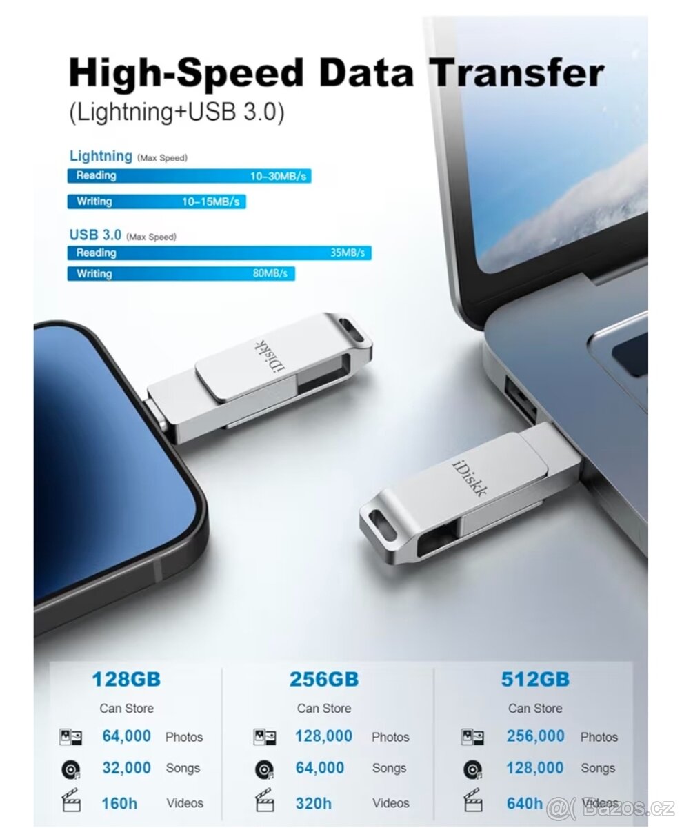 idiskk Flash disk 128 GB,3.0 pro Apple iPhone /iPad/Mac - 3