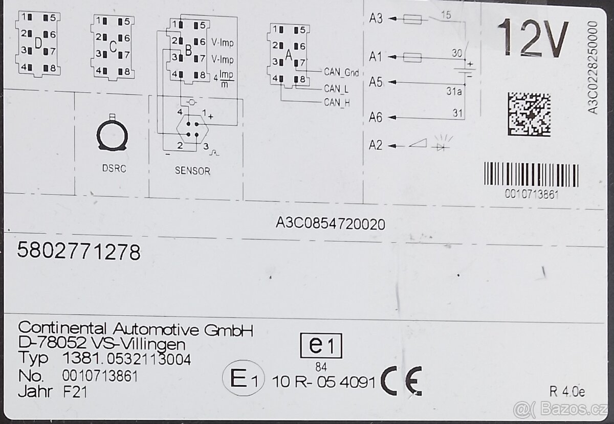 Digitalní tachograf 12V, včetně snímače - 3
