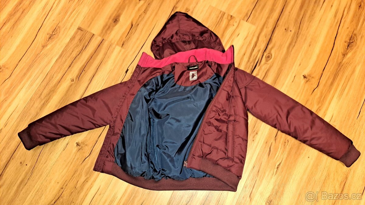 Zimní hřejivá dětská jezdecká bunda 500 WARM vínová - 3