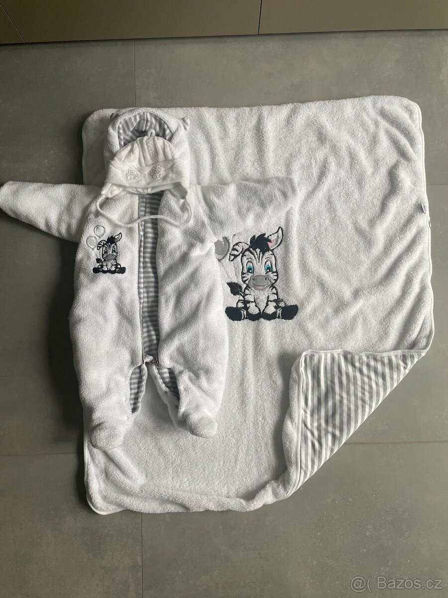 Set zimního overalu New Baby Zebra, dečky a čepičky - 3