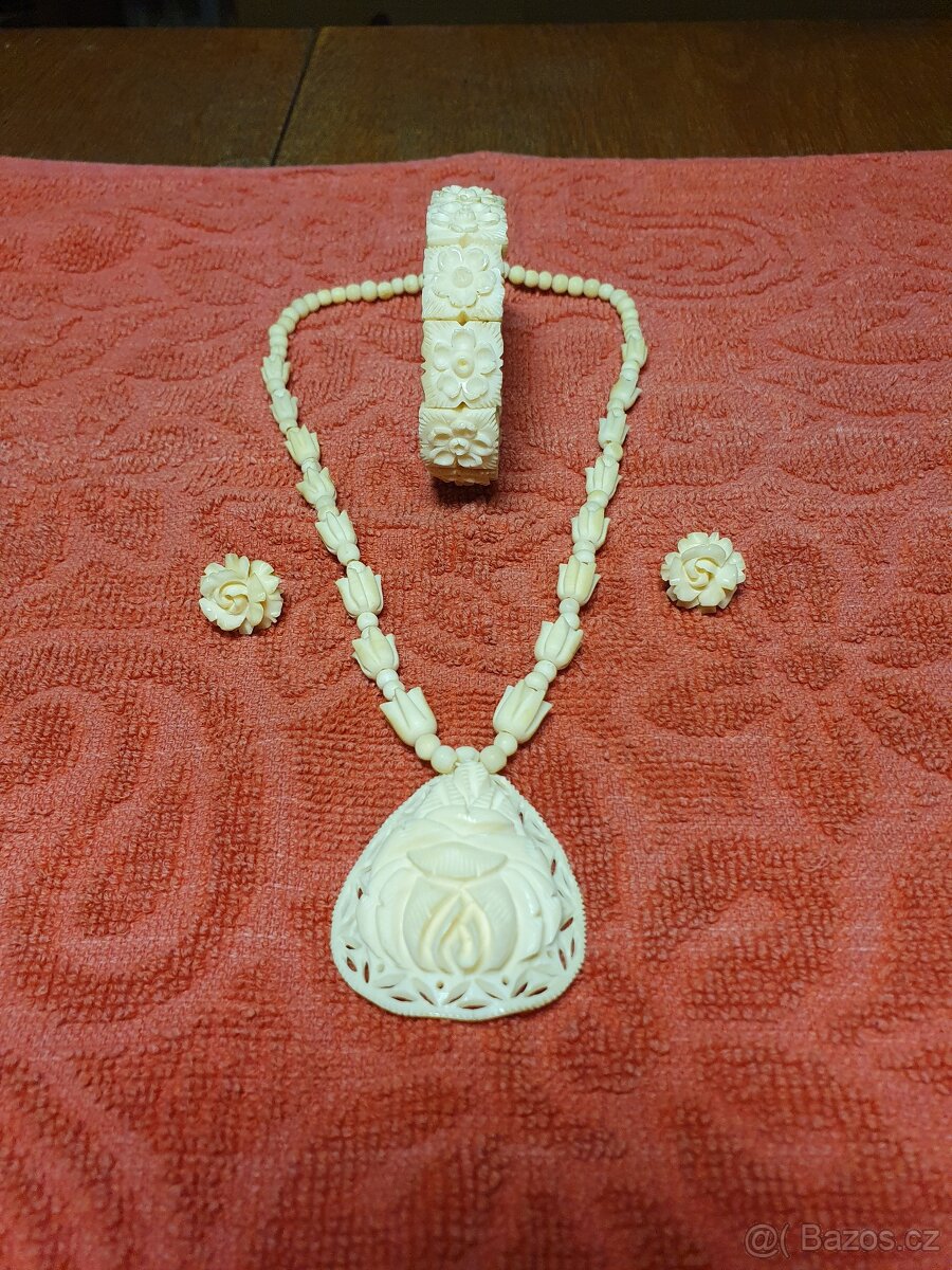 Slonovina - náhrdelník, náušnice, náramek - 3