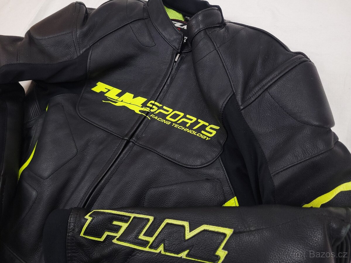 FLM Greyhound Neon pánska kožená moto kombinéza L 52 - 3