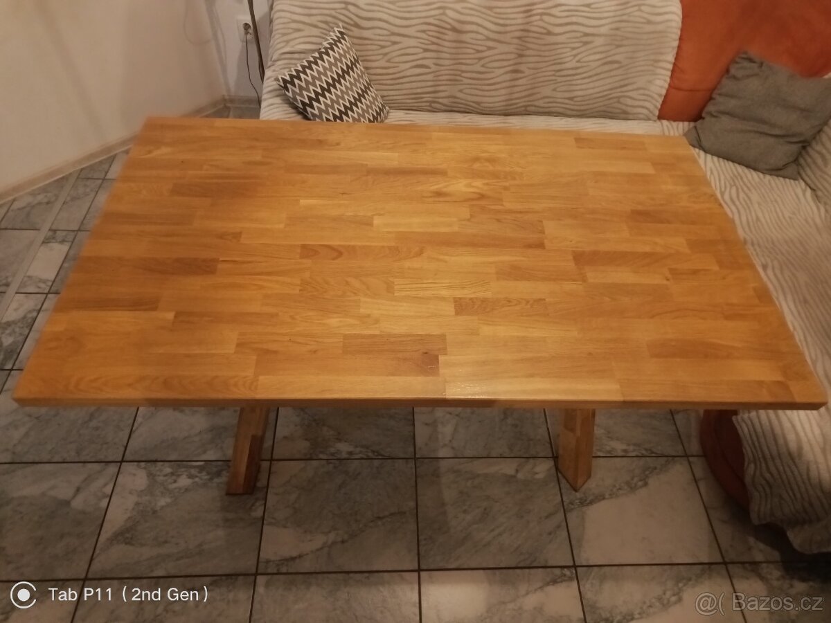 Dubový masivní stůl s kříženými nohami - 3