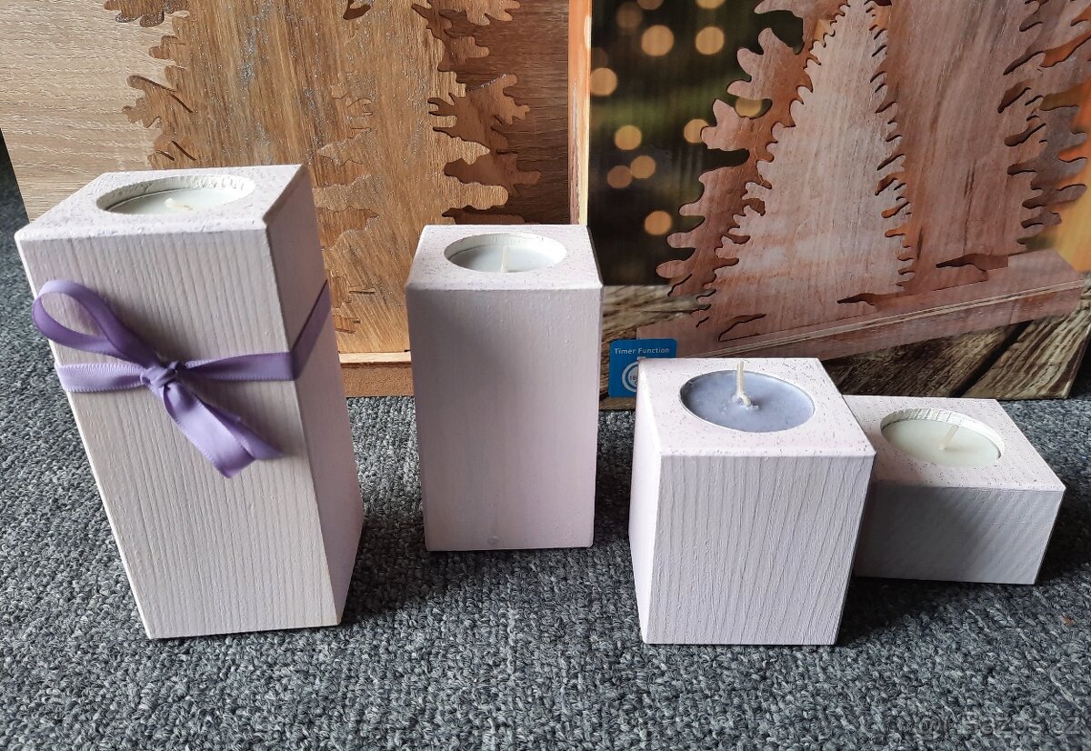 Svícen dřevěný lakovaný - 3