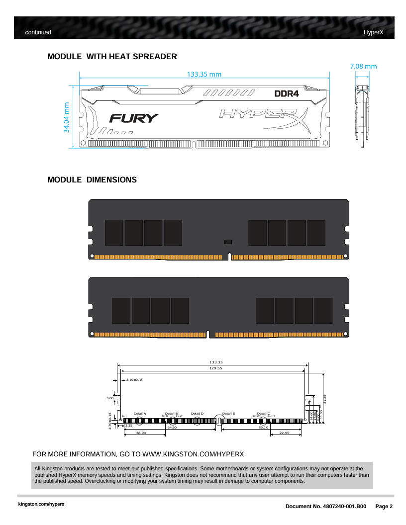 Kingston Fury HyperX - DDR4-2133 / 16GB - 3