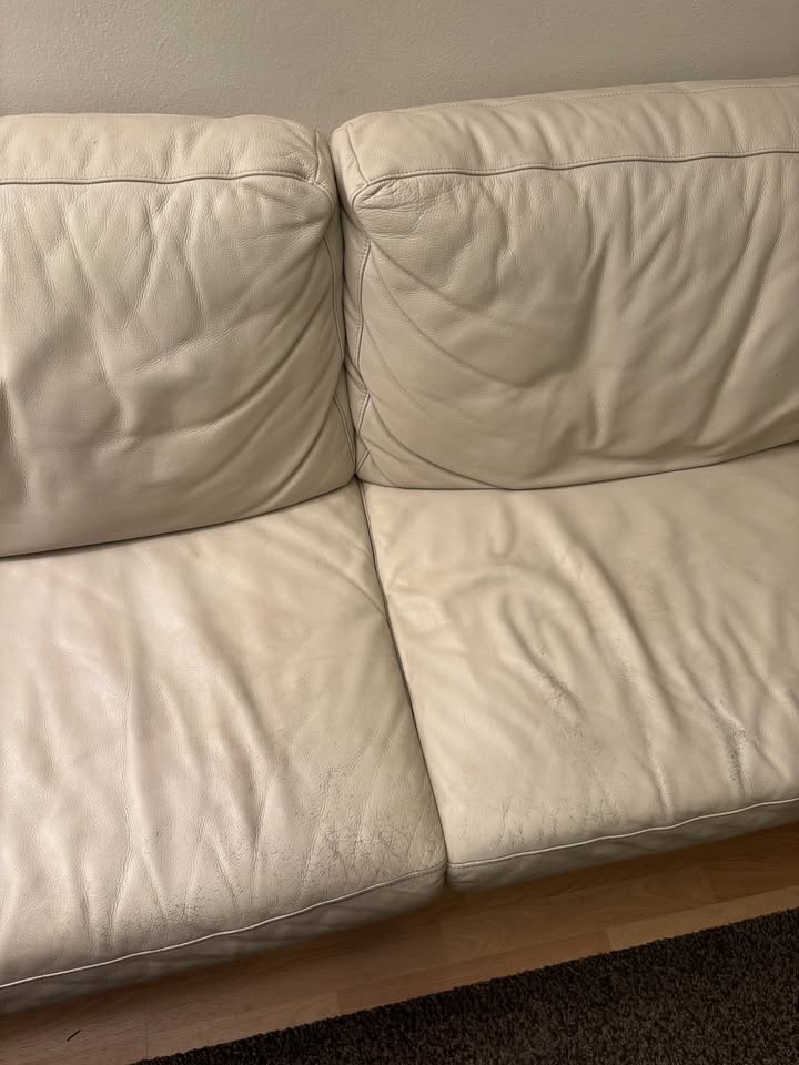 Kožený gauč krémový, 260x95cm - 3